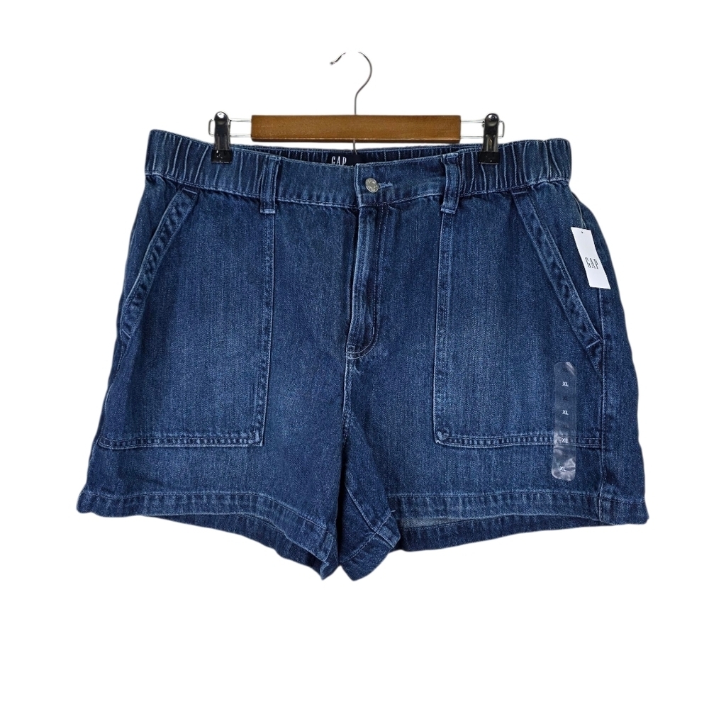 NWT GAP Women's 4" High Rise Soft Denim Utility Shorts Strecthy Waist Size XL